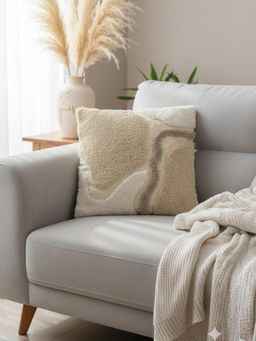 BELIHODE - Beige Dune Crest Hand Crafted Cushion Covers (16x16 inches)