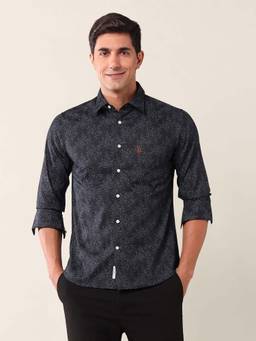U.S. POLO ASSN. - Navy Blue Tailored Fit Cotton Men's Shirt