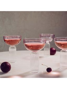 Isaaka - Dd Pink Stem Glass Set Of 4, Comes In A Gift Box