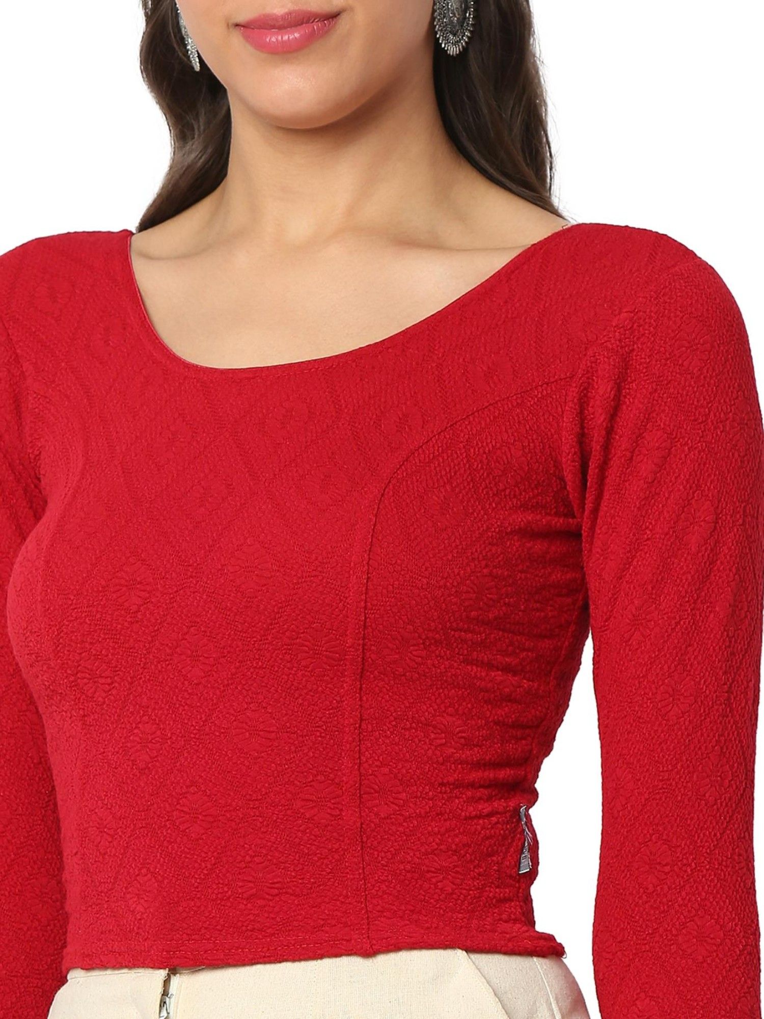 full sleeve woolen blouse for saree