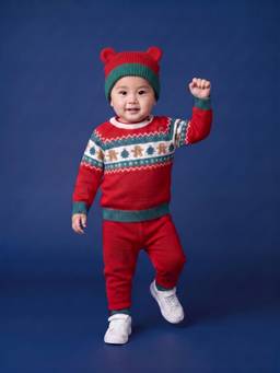 Nautinati - Baby Boys Christmas Sweater With Joggers And Matching Cap