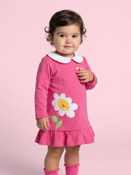 Nautinati - Baby Girls Oopsie Daisy Sweatshirt Dress With Peter Pan Collar