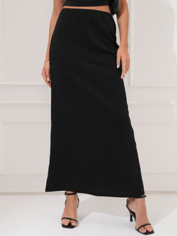 TOKYO TALKIES - Women Black Solid High Waist Pencil Skirt