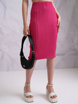 TOKYO TALKIES - Women Pink Solid Pencil Skirt