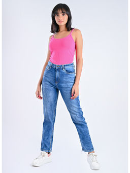 FREAKINS - Mid Blue Mom Fit Jeans