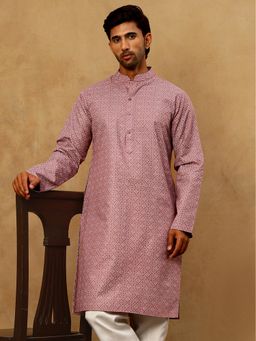 Jompers - Men Magenta Traditional Printed Kurta