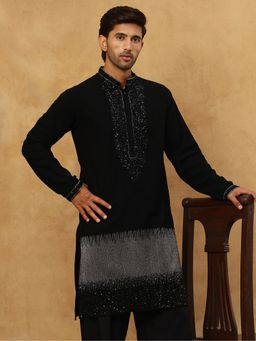 Jompers - Men Black Japanese Imported Embroidered Kurta