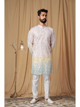 EKATVA ETHNIC - Men Pink Georgette Sequence and Embroidered Kurta with Pyjama