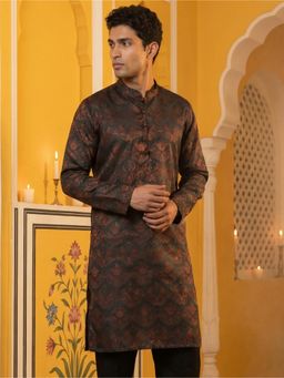 Jompers - Men Bronze Jacquard Silk Kurta