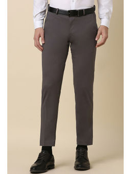 Allen Solly - Men Grey Slim Fit Solid Formal Trousers