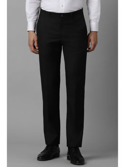 Louis Philippe - Men Black Slim Fit Solid Formal Trousers