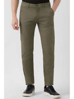 Peter England - Men Olive Solid Super Slim Fit Casual Trousers