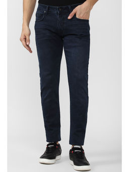 Peter England - Men Navy Dark Wash Slim Ankle Fit Jeans
