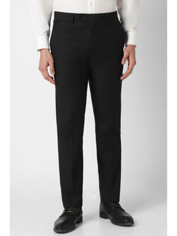 Van Heusen - Men Black Solid Slim Fit Trousers