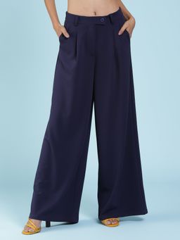Label Ritu Kumar - Navy Blue Flared Pants