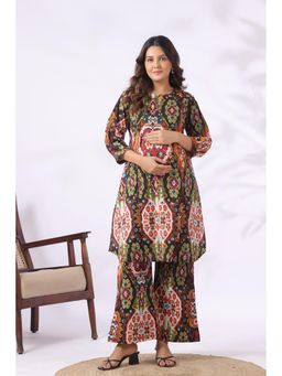 CRAFIQA - Multi-Color Cotton Printed Maternity Kurta With Pant
