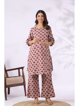 CRAFIQA - Multi-Color Cotton Printed Maternity Kurta With Pant