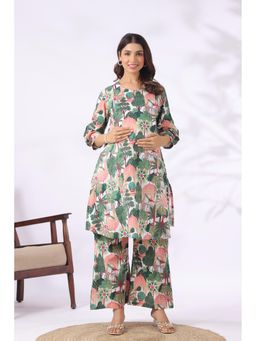 CRAFIQA - Multi-Color Cotton Printed Maternity Kurta With Pant