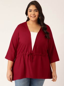 theRebelinme - Womens Maroon Solid Color Regular Top