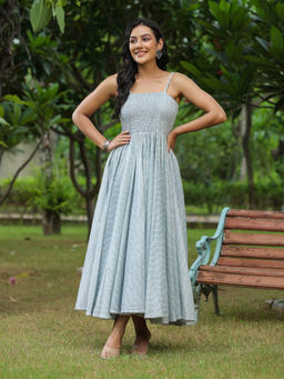 SamaayaJaipur - Bombay Submarine Blue Cotton Dress