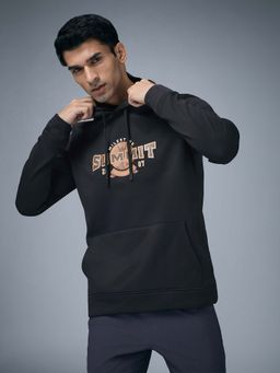 Technosport - Men Printed Slim Fit Hooded Sports Sweatshirt With Technowarm+ - Black