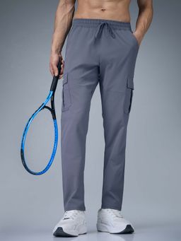 Technosport - Men Solid Relax Fit Sports Cargo Pocket Trackpant With Ts Flexi - Blue