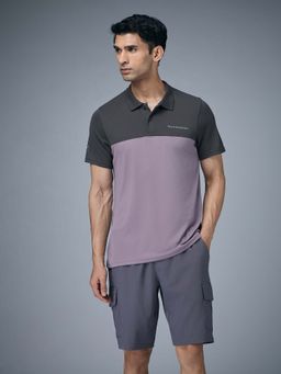 Technosport - Men Colorblock Relaxed Fit Sports Polo T-Shirt With Technocool+ - Purple