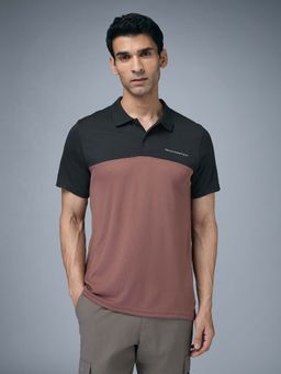 Technosport - Men Colorblock Relaxed Fit Sports Polo T-Shirt With Technocool+ - Mauve