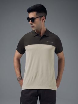 Technosport - Men Colorblock Relaxed Fit Sports Polo T-Shirt With Technocool+ - Beige