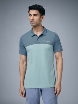 Technosport - Men Colorblock Relaxed Fit Sports Polo T-Shirt With Technocool+ - Blue
