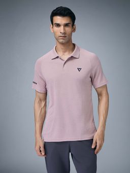 Technosport - Men Melange Slim Fit Sports Polo T-Shirt With Double Cool - Pink