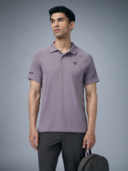 Technosport - Men Melange Slim Fit Sports Polo T-Shirt With Double Cool - Grey