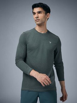 Technosport - Men Melange Slim Fit Round Neck Sports T-Shirt With Double Cool - Green
