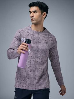 Technosport - Men Jacquard Slim Fit Round Neck Sports T-Shirt With Double Cool - Grey