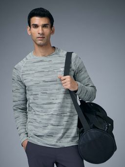 Technosport - Men Jacquard Slim Fit Round Neck Sports T-Shirt With Double Cool - Grey