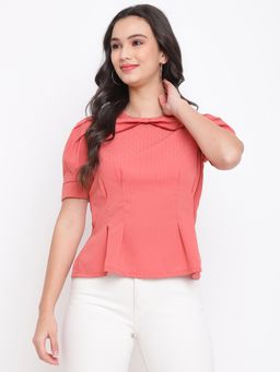 Latin Quarters - Peach Solid Top with Pleats