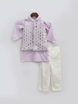 Fayon Kids - Lilac Jacket And Kurta With Pant