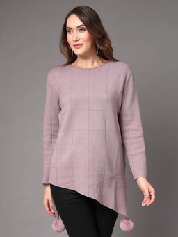 Mafadeny - Mauve Geometric Long Sleeve Knit Top