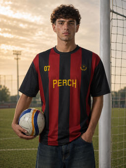 Perch - Red and Black Football Jersey T-Shirt