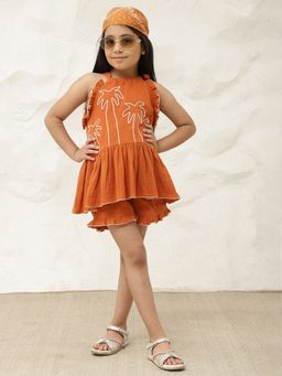 Bugandbees - Tan Cotton Solid Co Ord Set