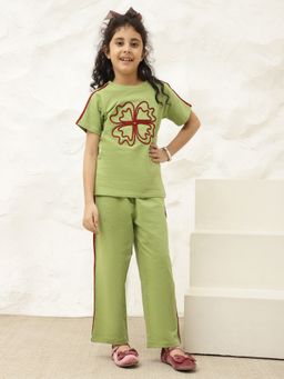 Bugandbees - Green Cotton Embroidered Co Ord Set