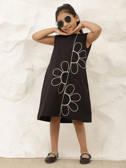 Bugandbees - Black Cotton Solid Dress