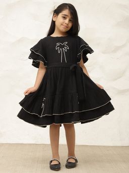 Bugandbees - Black Cotton Solid Dress