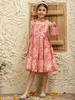 Bugandbees - Pink Georgette Abstract Dress