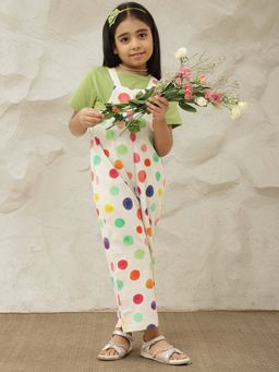 Bugandbees - Multi-Color Cotton Flex Polka Dots Dungaree