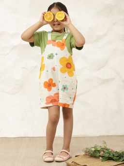Bugandbees - Multi-Color Cotton Flex Floral Dungaree