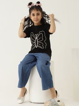 Bugandbees - Black Cotton Solid T-Shirt