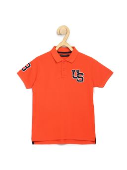 Alan Jones - Orange Cotton Blend Embroidered Polo T-Shirt