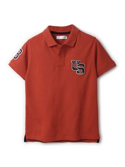 Alan Jones - Rust Cotton Blend Embroidered Polo T-Shirt