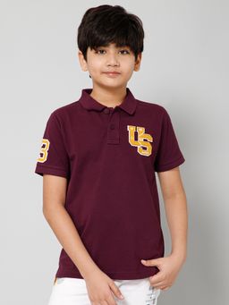 Alan Jones - Wine Cotton Blend Embroidered Polo T-Shirt